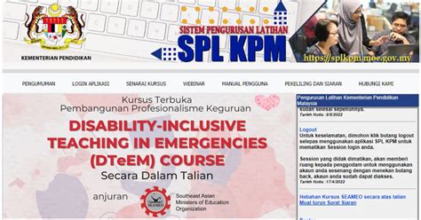 sklkpm|SPL KPM: Login Sistem Pengurusan Latihan Guru .